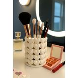 End Design Studio Kalpli Organizer | Makyaj Fırçalık & Kalemlik | Dekoratif Masa Düzenleyici - Beyaz