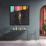 End Of Rainbow Yağlı Boya Dokulu Tablo 100X100 Gümüş Çerçeveli