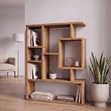 Enda Home Bigane Büyük Dekoratif Duvar Rafı 70,9 × 93,6 Cm – Asimetrik Çok Bölmeli Duvara Monte Raf Çam