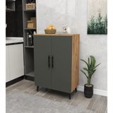 Enda Home Collection 3 Raflı 2 Kapaklı Çam Antrasit Çok Amaçlı Dolap