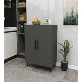 Enda Home Collection Enda Home 3 Raflı 2 Kapaklı Çok Amaçlı Dolap Çok Amaçlı Mutfak Dolabı Banyo Dolabı Antrasit