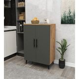 Enda Home Collection Enda Home 3 Raflı 2 Kapaklı Çok Amaçlı Dolap Çok Amaçlı Mutfak Dolabı Banyo Dolabı Çam - Antrasit - Atlantik Çam - Antrasit