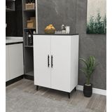 Enda Home Collection Enda Home 3 Raflı 2 Kapaklı Çok Amaçlı Dolap Çok Amaçlı Mutfak Dolabı Banyo Dolabı Koyu Gri & Beyaz - Beyaz - Antrasit