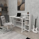 ENDA HOME COLLECTION SAYE 5 Raflı Kitaplıklı Çalışma Masası (Mat Beyaz)