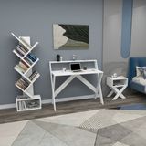 Enda Home Collection x Çalışma Odası Seti Çalışma Masası + Kitaplık + Komodin - 90x50x71 - Beyaz