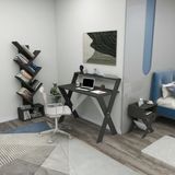 Enda Home Collection x Çalışma Odası Seti Çalışma Masası + Kitaplık + Komodin - 90x50x71 - Koyu Gri