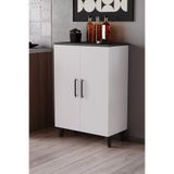 Enda Home Eren – 3 Raflı 2 Kapaklı Çok Amaçlı Dolap Mutfak Dolabı Banyo Dolabı Antrasit - Mat Beyaz