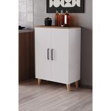 Enda Home Eren – 3 Raflı 2 Kapaklı Çok Amaçlı Dolap Mutfak Dolabı Banyo Dolabı Atlantik Çam - Mat Beyaz