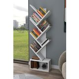 Enda Home Erine 8 Raflı Zikzak Kitaplık Ağaç Model Dekoratif Kitaplık Salon Rafı Beyaz