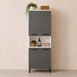 Enda Home Listra 4 Kapaklı Çok Amaçlı Dolap 170,8 Cm – 7 Raflı, Antrasit ve beyaz
