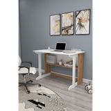Enda Home Pillar Kütüphaneli Çalışma Masası 100x56 cm Bilgisayar Masası Ders Masası Atlantik Çam - Beyaz