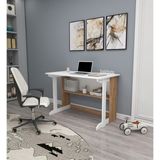 Enda Home Pillar Kütüphaneli Geniş Çalışma Masası 100x56 Cm Çam - Beyaz - 100 x 56 x 74 cm - Beyaz - Naturel