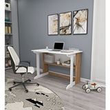 Enda Home Pillar Raflı Çalışma Masası Kütüphaneli Çalışma Masası Çam - Beyaz Renk : Çam