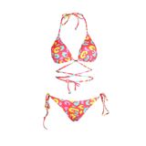 Endeep Beria Kadın Çapraz Bağlama Detaylı Üçgen İpli Pembe Desenli Bikini Takımı