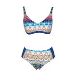 Endeep Beria Kadın Mavi Etnik Desenli Toparlayıcı Askılı Bikini Takımı