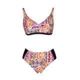 Endeep Beria Kadın Pembe Geometrik Desenli Toparlayıcı Askılı Bikini Takımı