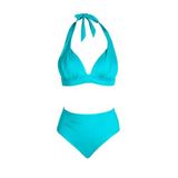Endeep Beria Kadın Yarım Dolgulu Turkuaz Yüksek Bel Bikini Takımı