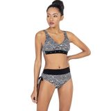 Endeep EP22018 Kadın Zebra Desenli Yüksek Bel Toparlayıcı Bikini Takımı