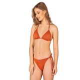 Endeep Kadın Aksesuar Detaylı Turuncu Üçgen Bikini Takımı