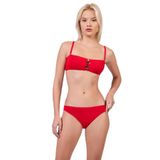 Endeep Kadın Aksesuarlı Dokulu Kumaş Kırmızı Straplez Bikini Takımı