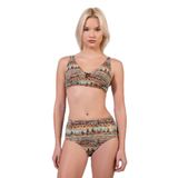 Endeep Kadın Ayarlanabilir Askılı Lurex Desenli Toparlayıcı Yüksek Bel Bikini Takımı