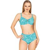 Endeep Kadın Balenli Destekli Şal Desen Yüksek Bel Bikini Takımı - Yeşil - 44