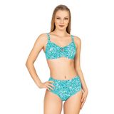 Endeep Kadın Balenli Destekli Şal Desen Yüksek Bel Bikini Takımı