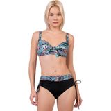Endeep Kadın Büyük Beden Balenli Destekli Açık Mavi Desenli Bikini Takımı