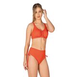Endeep Kadın Büyük Beden Balenli Destekli Bağlama Detaylı Turuncu Bikini Takımı