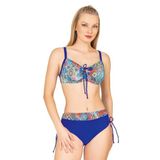 Endeep Kadın Büyük Beden Balenli Destekli Geometrik Desenli Bikini Takımı