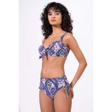 Endeep Kadın Büyük Beden Balenli Destekli Mavi Etnik Desenli Bikini Takımı