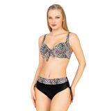 Endeep Kadın Büyük Beden Balenli Destekli Renkli Leopar Desenli Bikini Takımı