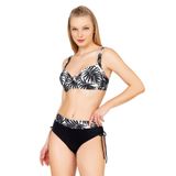 Endeep Kadın Büyük Beden Balenli Destekli Yaprak Desenli Bikini Takımı