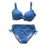 Endeep Kadın Büyük Beden Balenli Mavi Bikini Takımı