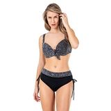 Endeep Kadın Büyük Beden Balenli Siyah Desenli Bikini Takımı