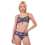 Endeep Kadın Çizgi Desenli Özel Lurex Kumaşlı Balenli Destekli Bikini Takımı