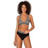 Endeep Kadın Desenli Boyundan Bağlamalı Bikini Takımı - 40 - Siyah