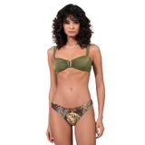 Endeep Kadın Desenli Özel Lurex Kumaş V Detaylı Bikini Takımı