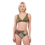 Endeep Kadın Desenli Özel Lurex Kumaş Yüksek Bel Toparlayıcı Bikini Takımı
