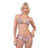 Endeep Kadın Desenli Özel Lurex Kumaşlı Bağlama Detaylı Üçgen Bikini Takımı