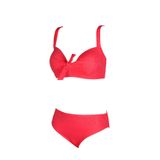 Endeep Kadın Fiyonk ve Taş Detaylı Büyük Beden Nar Çiçeği Bikini Takımı