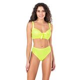 Endeep Kadın Fiyonk ve Taş Detaylı Büyük Beden Sarı Bikini Takımı