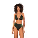 Endeep Kadın Halka Aksesuarlı Yüksel Bel Simli Bikini Takımı