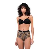 Endeep Kadın Leopar Desenli Aksesuarlı Yüksek Bel Bikini Takımı