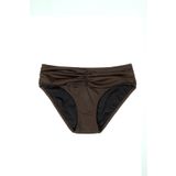 Endeep Kadın Ön Büzgü Detaylı Kahverengi Bikini Altı