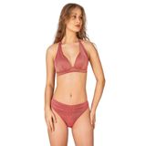 Endeep Kadın Ön Büzgü Detaylı Yarım Dolgulu Simli Pembe Bikini Takımı