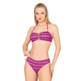 Endeep Kadın Pembe Parıltılı Straplez İp Detaylı Bikini Takımı