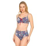 Endeep Kadın Şal Desenli Balenli Toparlayıcı Bikini Takımı