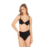 Endeep Kadın Yüksek Bel Aksesuarlı Fitilli Dokulu Bikini Takımı