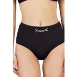 Endeep Kadın Zincir Aksesuarlı Siyah Yüksek Bel Bikini Altı